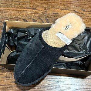 UGG Black and Tan Sheepskin Slippers